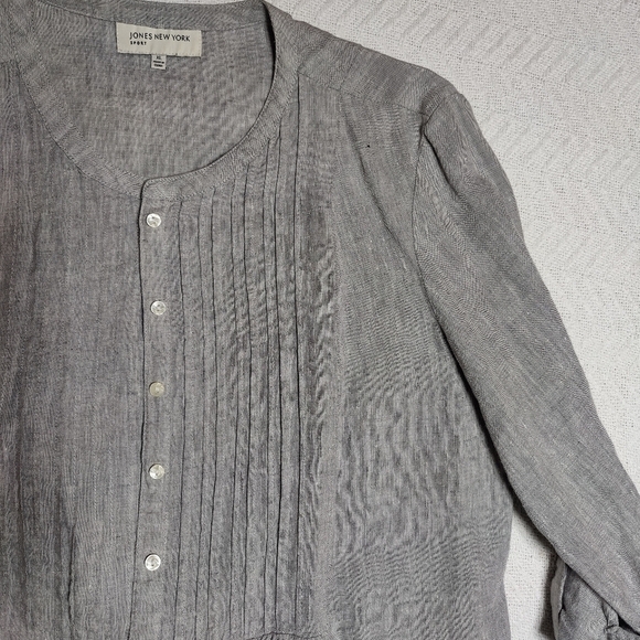 NOT FOR SALE Jones New York 100% linen Top & Pants Suit Set Gray Size XL - Picture 6 of 14
